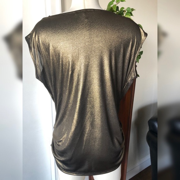 Halston Heritage Retro style Knot Top in Shimmer foil knit - Picture 2 of 7